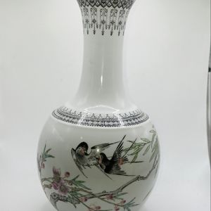 SALE! Vintage CHINESE POEM VASE, Handpainted, Signed Red Qianlong Mark, RARE HTF